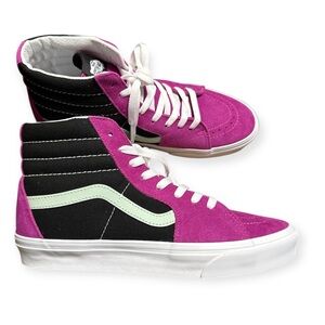 VANS | Sk8-hi Sport Vintage Fuchsia Black Suede Leather Canvas Skate Sneaker